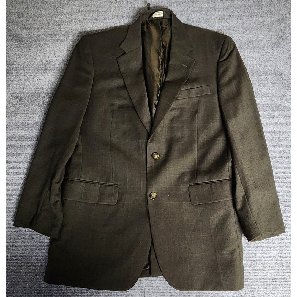 Jos. A. Bank Wool Sport Coat Mens 40R Olive Brown Windowpane EUC